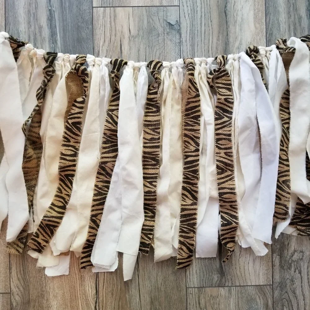 Linen Fabric Banner Wall Hanging | Zebra Burlap | 5'